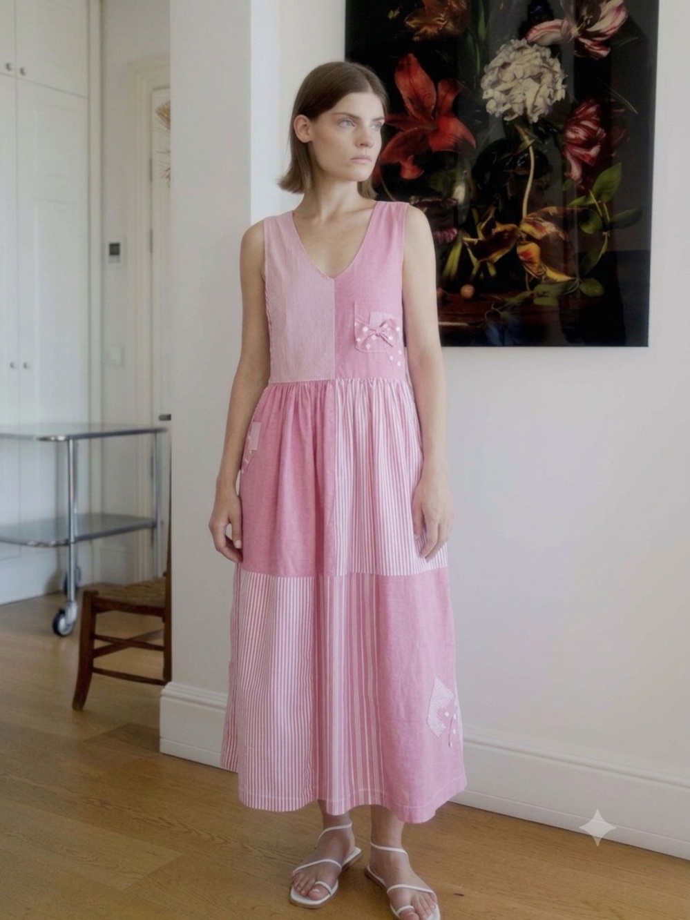 Susan Bristol Pink Patchwork Maxi Dress